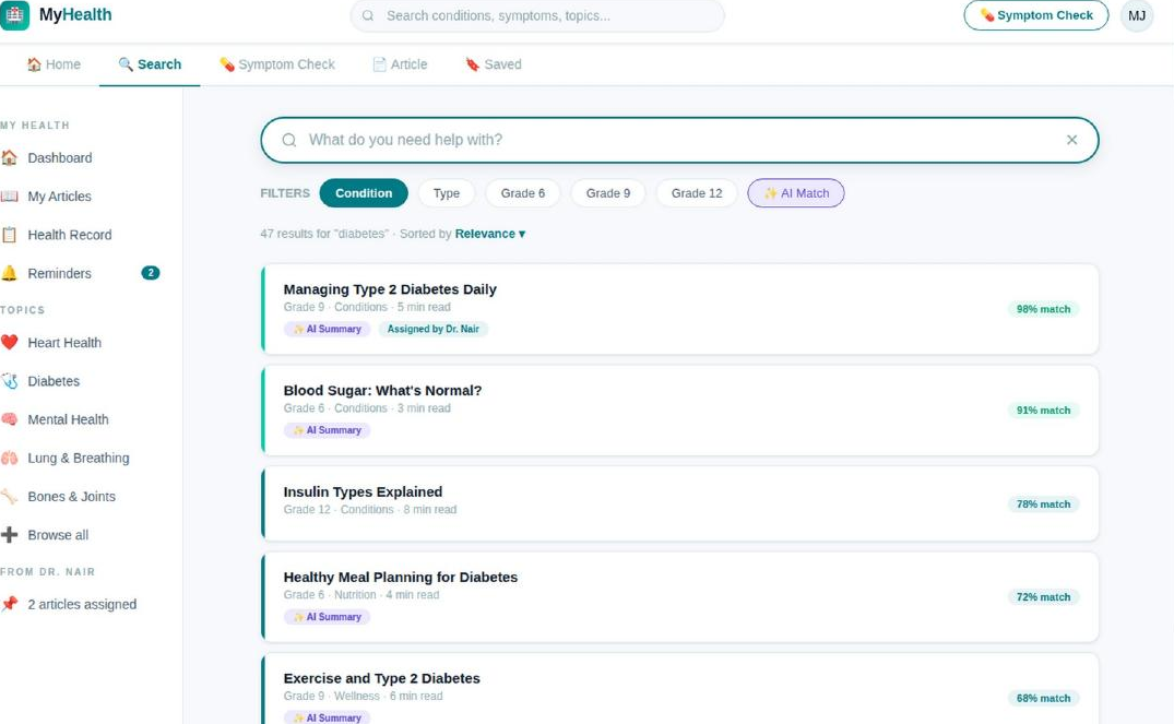 Web search results with AI-scored relevance and condition-matched filtering